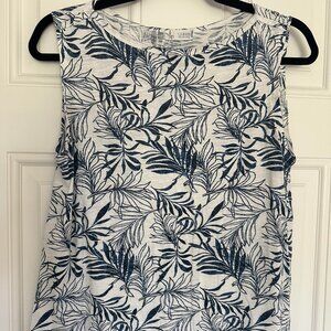 Carve, cotton/modal tank, boatneck, white w/ blue design, XS / Small